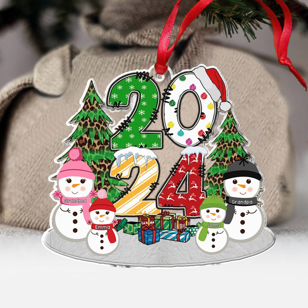 Adorable bonhomme de neige pour les petits-enfants - Ornement personnalisé pour grand-mère