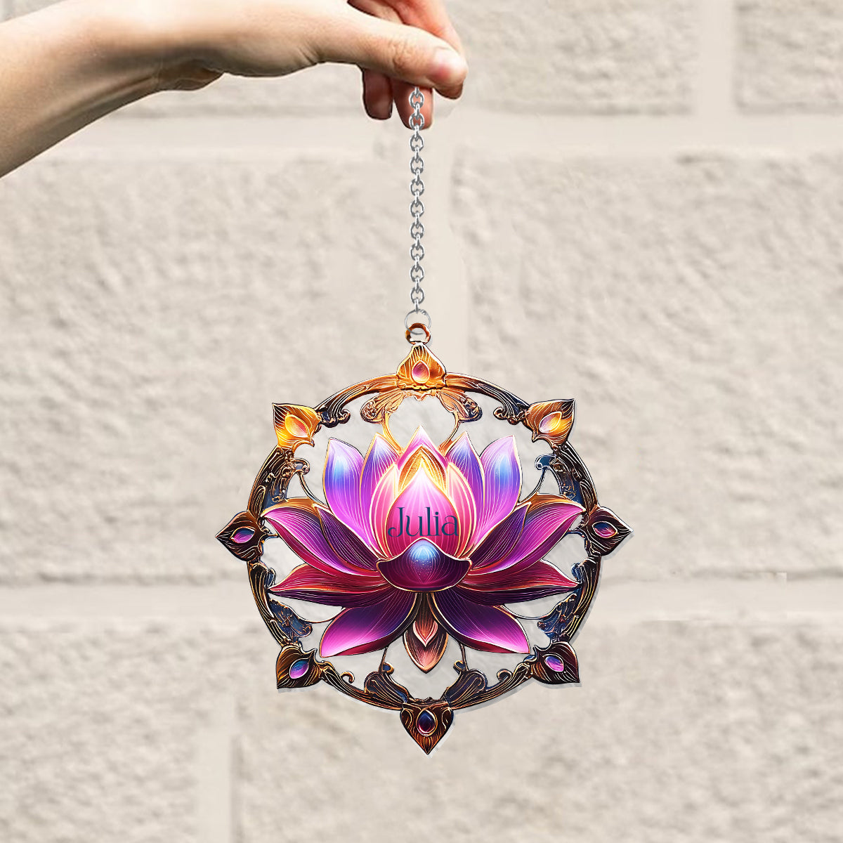 Beautiful Lotus - Personalized Yoga Window Hanging Suncatcher Ornament