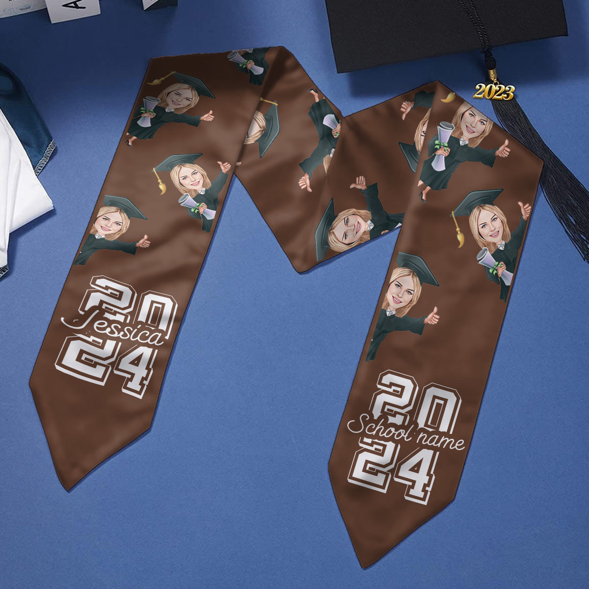 Caricature Funny Character - Personalized Graduation Graduation Stole