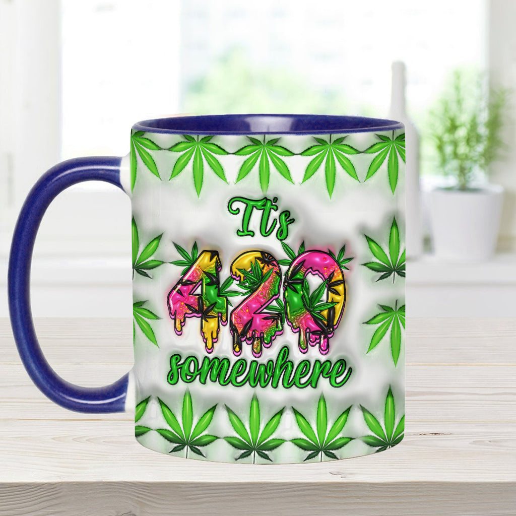 Irgendwo ist 420 – Personalisierte Tasse mit Cannabis-Motiv