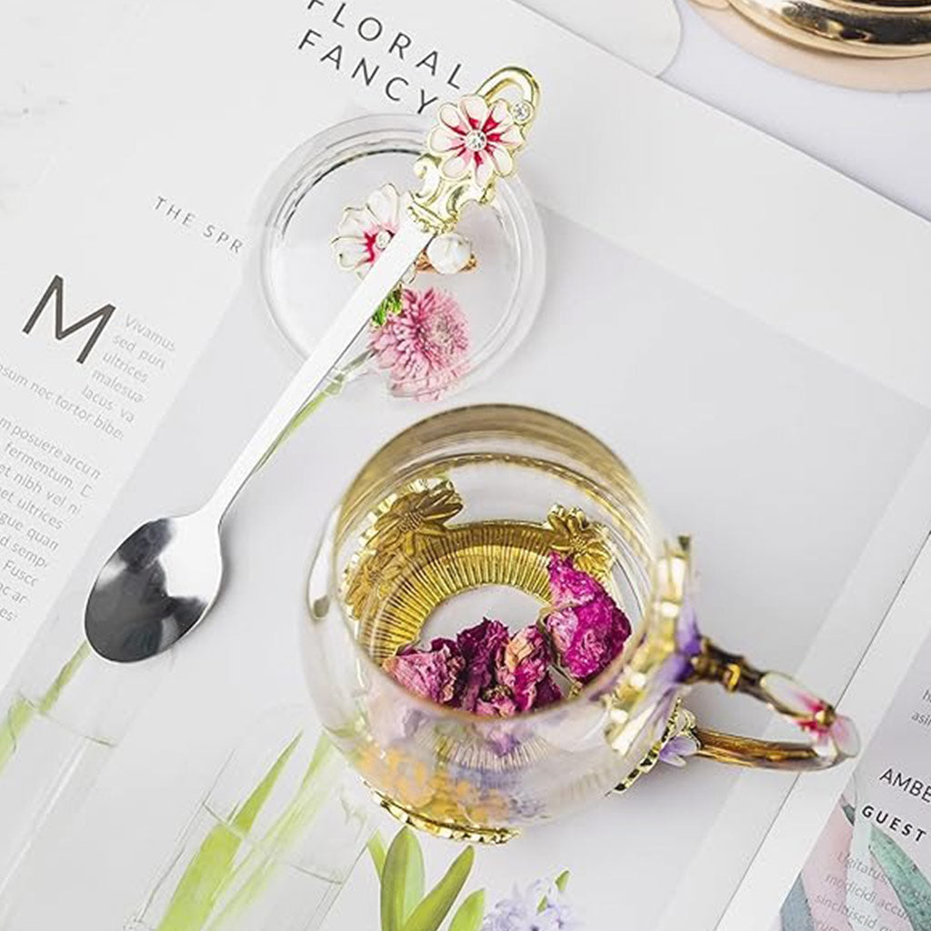 Best Mom Ever - Personalized Mother Flower Glass Tea Cup