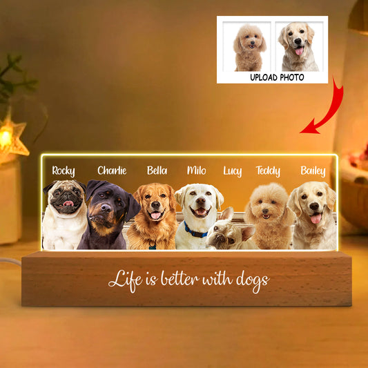 Life Is Better With Dogs Cats - Personalized Dog Custom LED Night Light