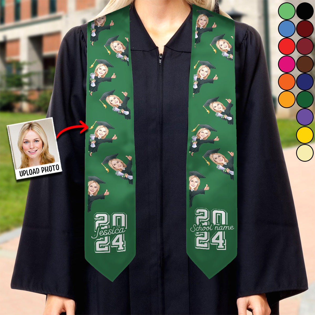 Caricature Funny Character - Personalized Graduation Graduation Stole