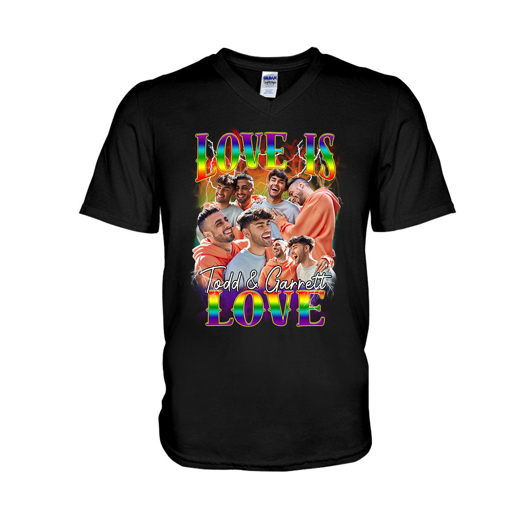 Love Is Love Bootleg Rainbow – Personalisiertes LGBT-Unterstützungs-T-Shirt und Hoodie
