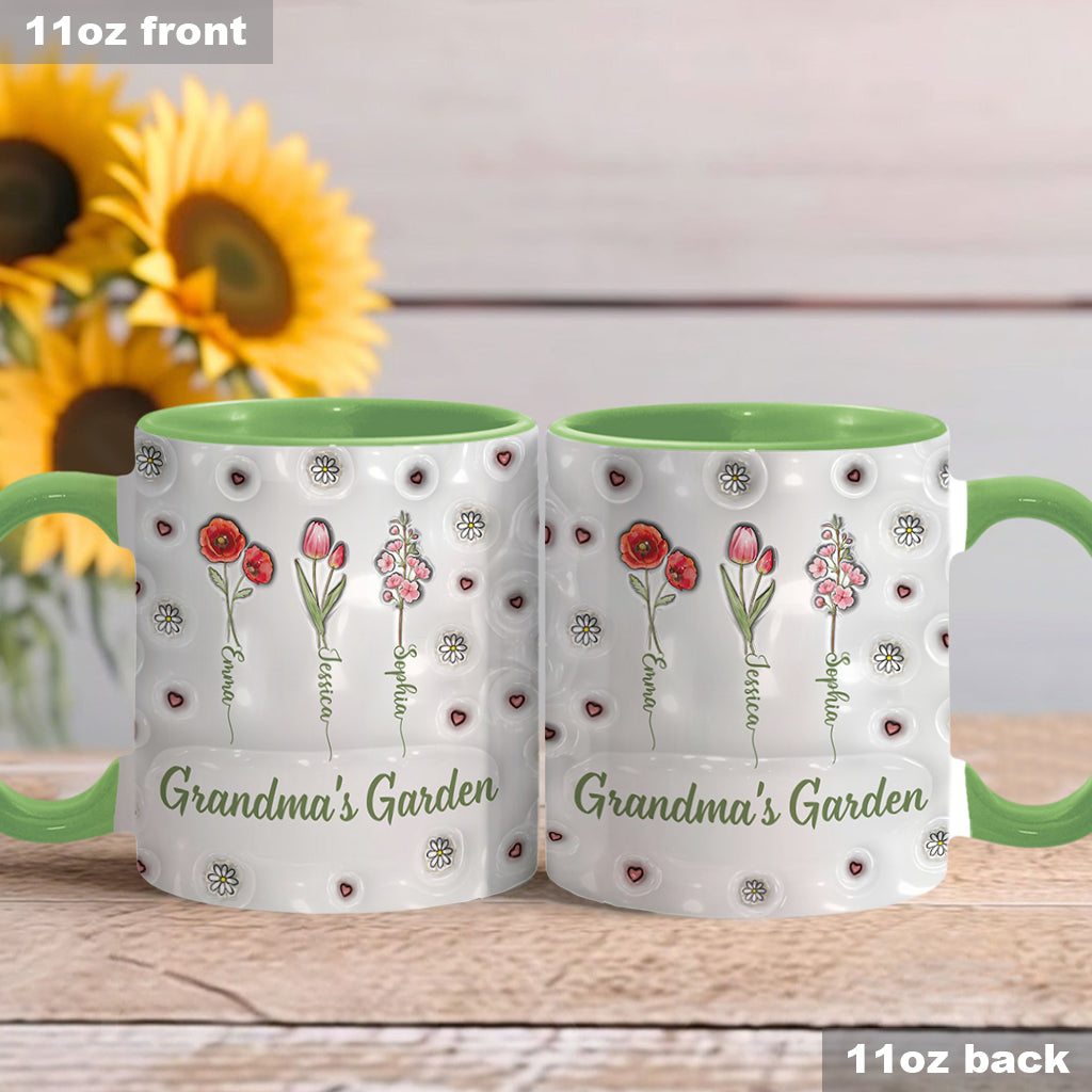 Birth Month Flowers Grandma's Garden - Personalized Grandma Accent Mug