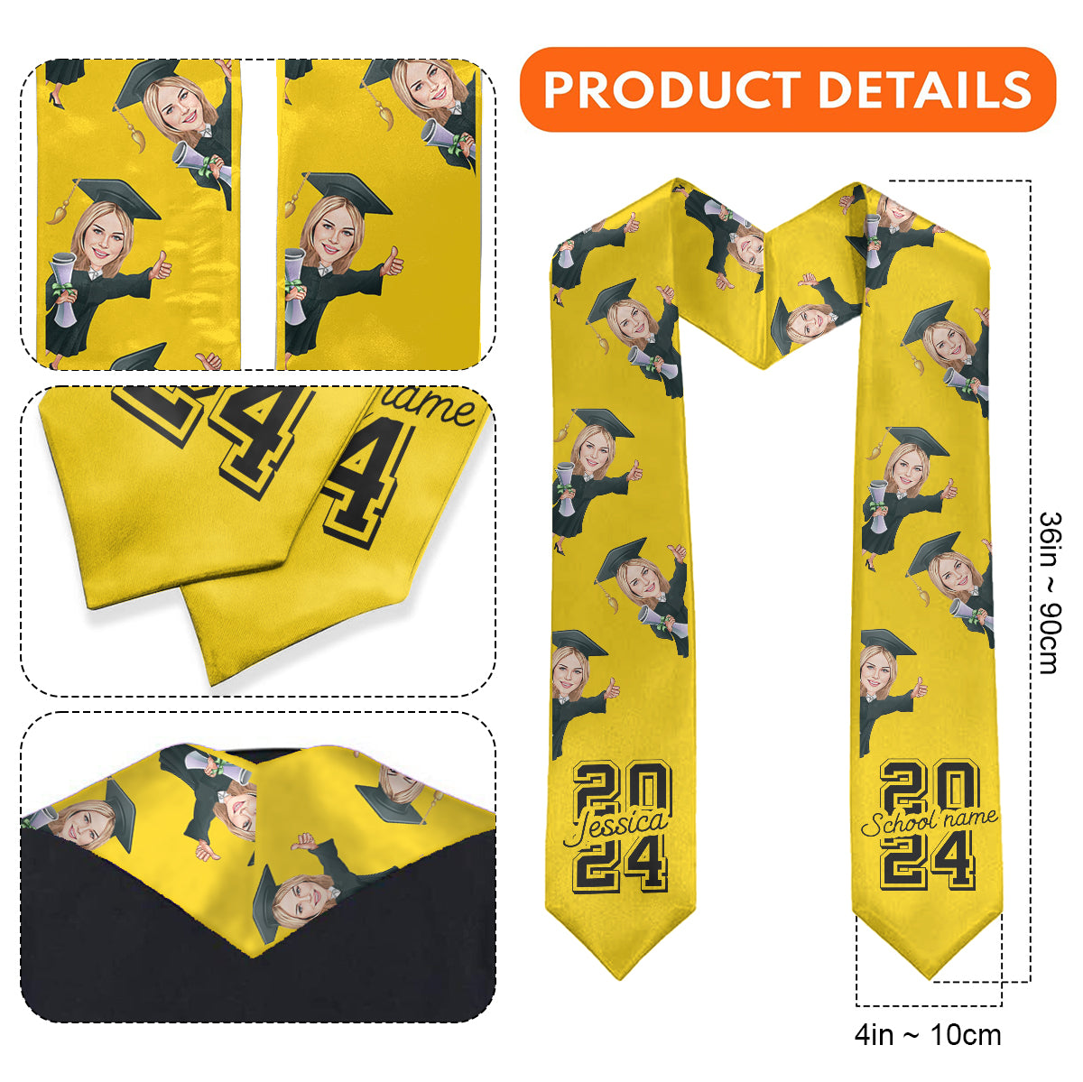 Caricature Funny Character - Personalized Graduation Graduation Stole