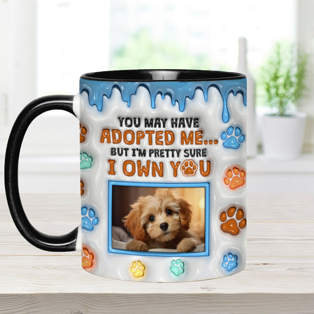 Tu m'as peut-être adopté, mais je suis presque sûr que tu m'appartiens - Mug personnalisé avec motif chien