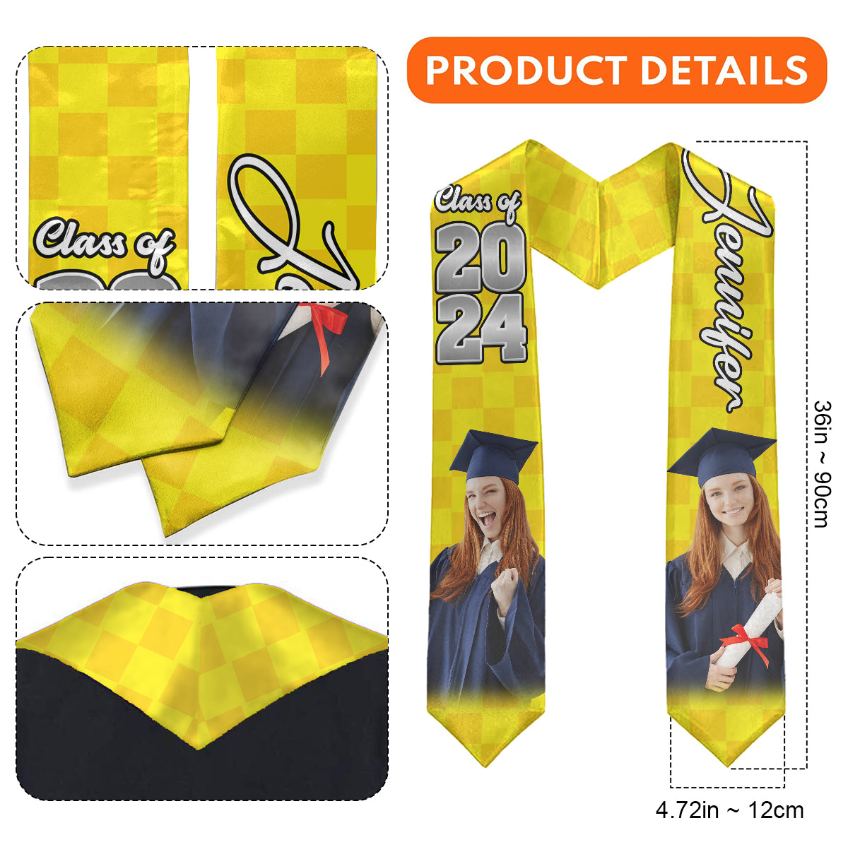 Photo Custom Graduation Stole Sash - Personalized Graduation Graduation Stole