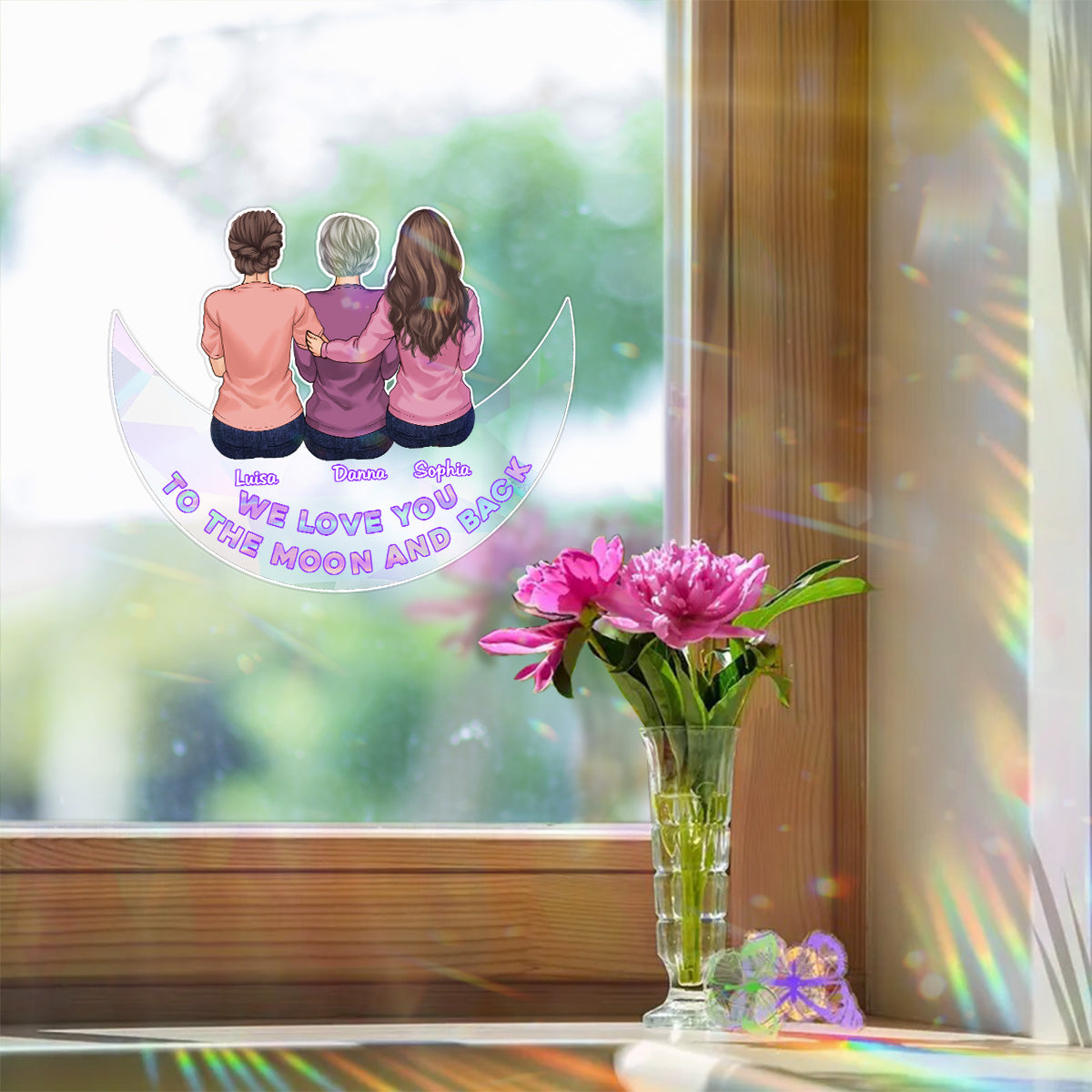 Love You To The Moon And Back - Personalized Mother Suncatcher Decal