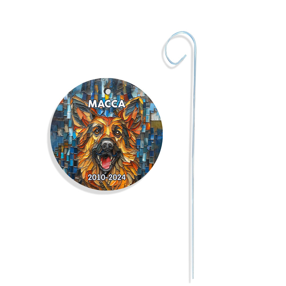 Dog on Ceramic Tiles - Personalized Dog Round Hanging Garden Slate