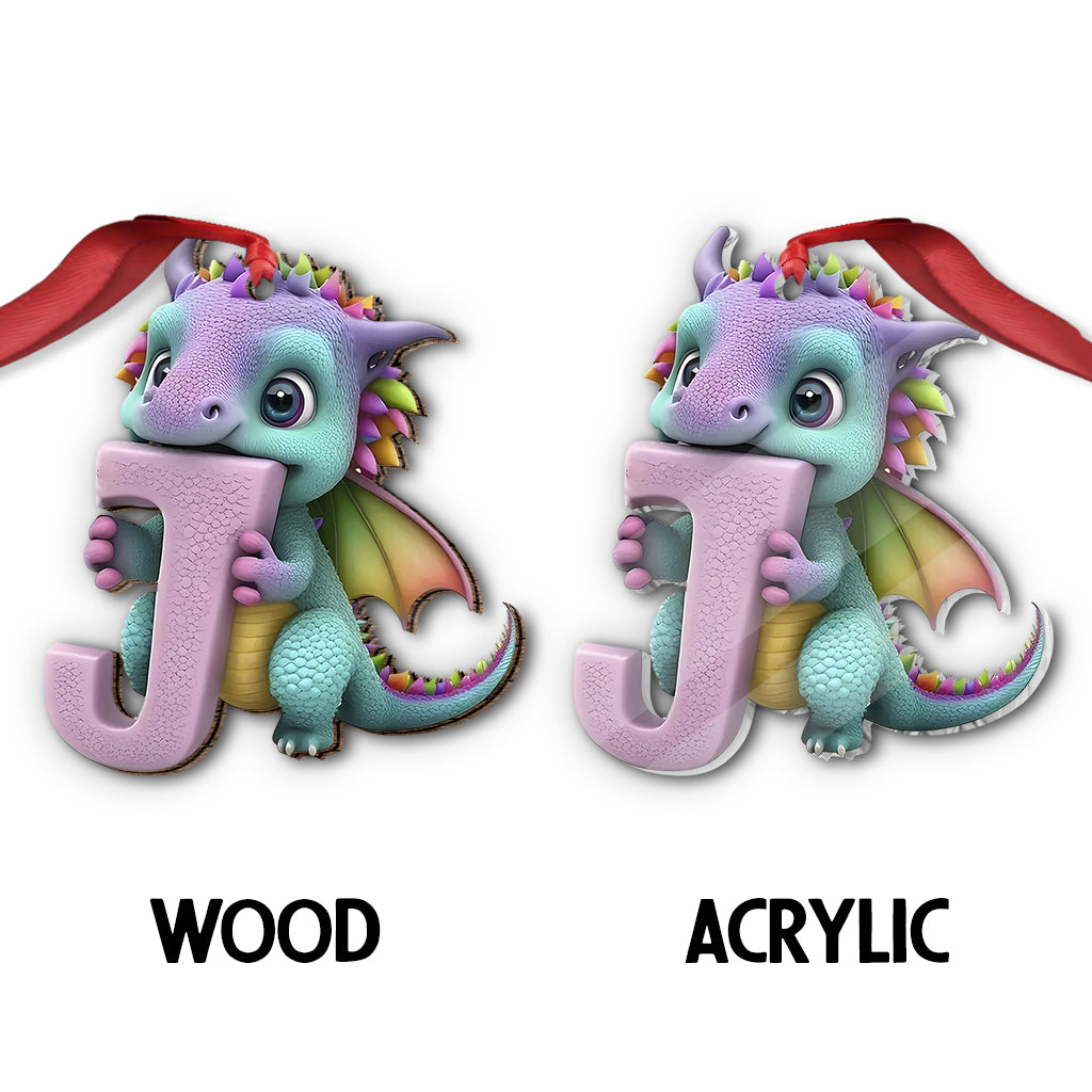 Cute Dragon Letter Ornament - Personalized Dragon Ornament