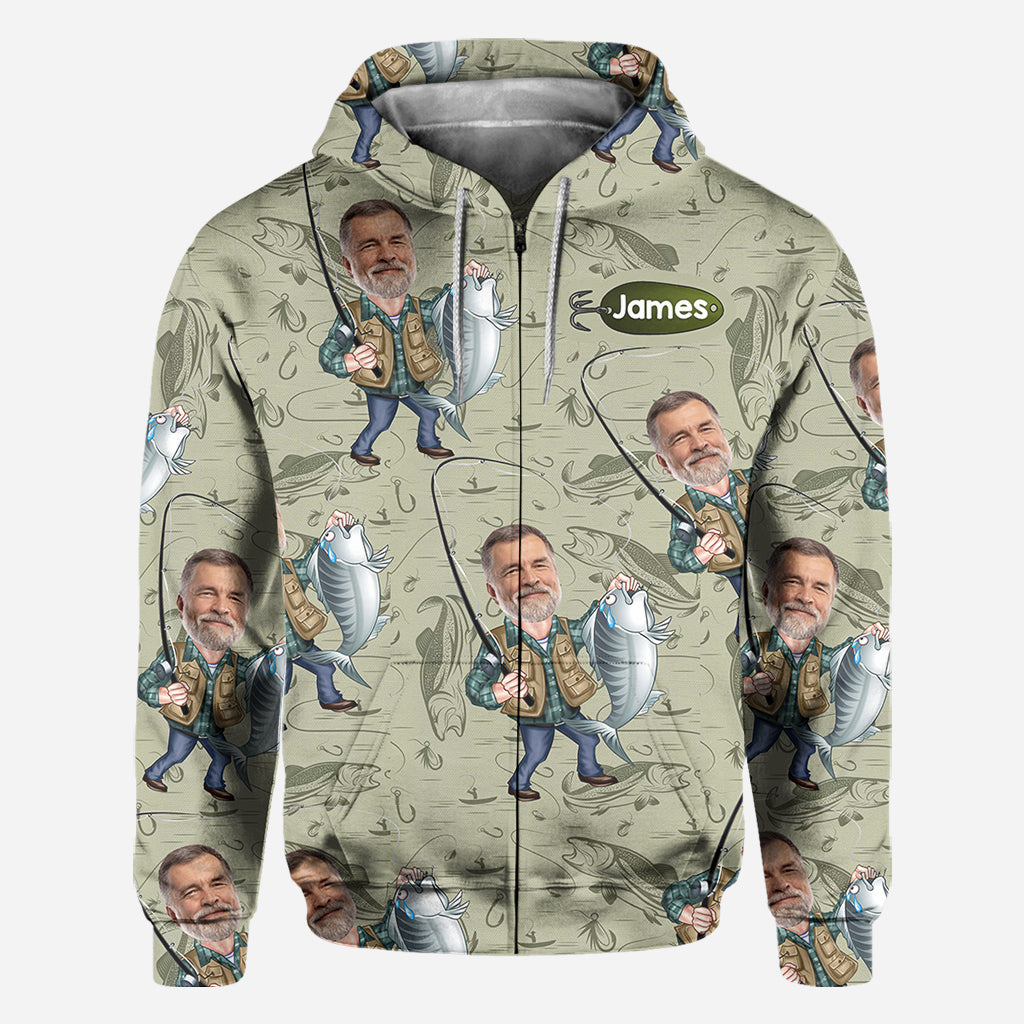 Funny Caricature Face - Personalized Fishing All Over Shirt