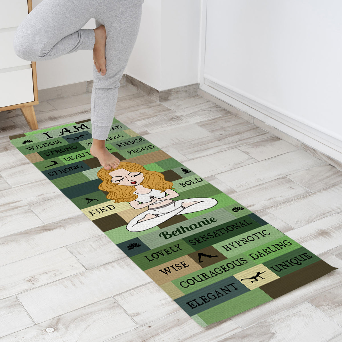 Yoga Girl I Am Bold Green - Tapis de yoga personnalisé