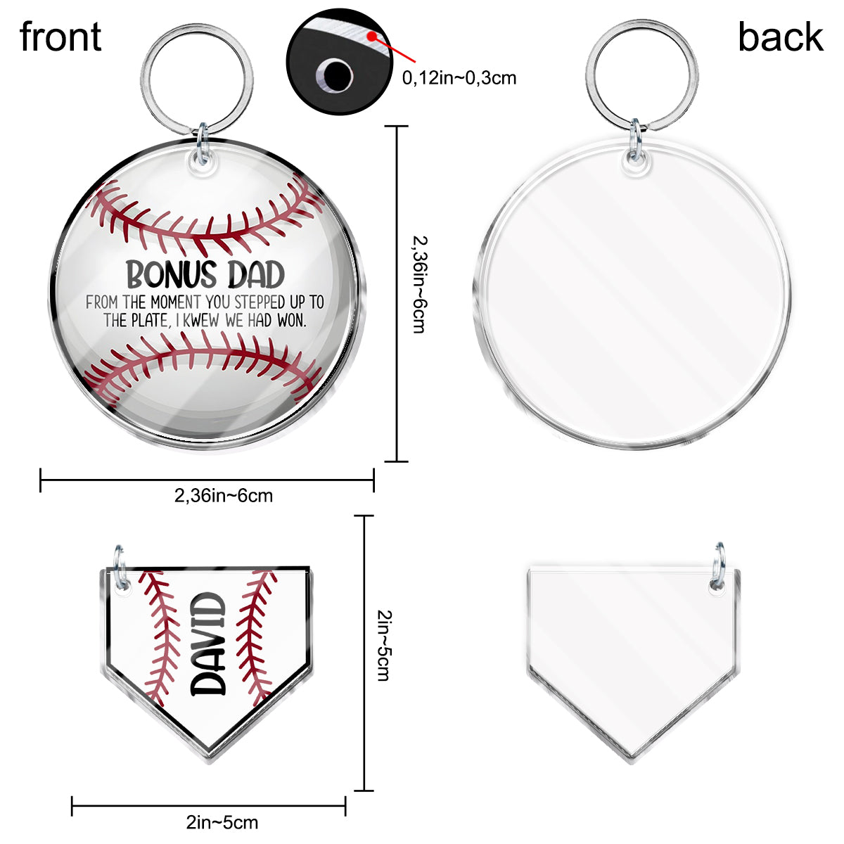 Bonus Dad - Personalized Father Keychain with Charms