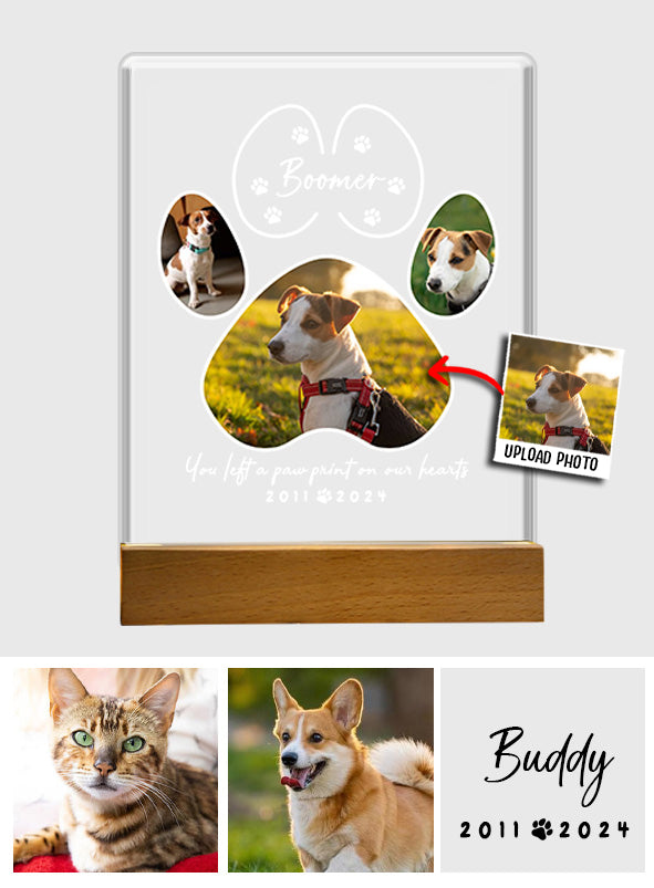 Du hast einen Pfotenabdruck hinterlassen – Personalisierte LED-Nachtleuchte in Hundeform