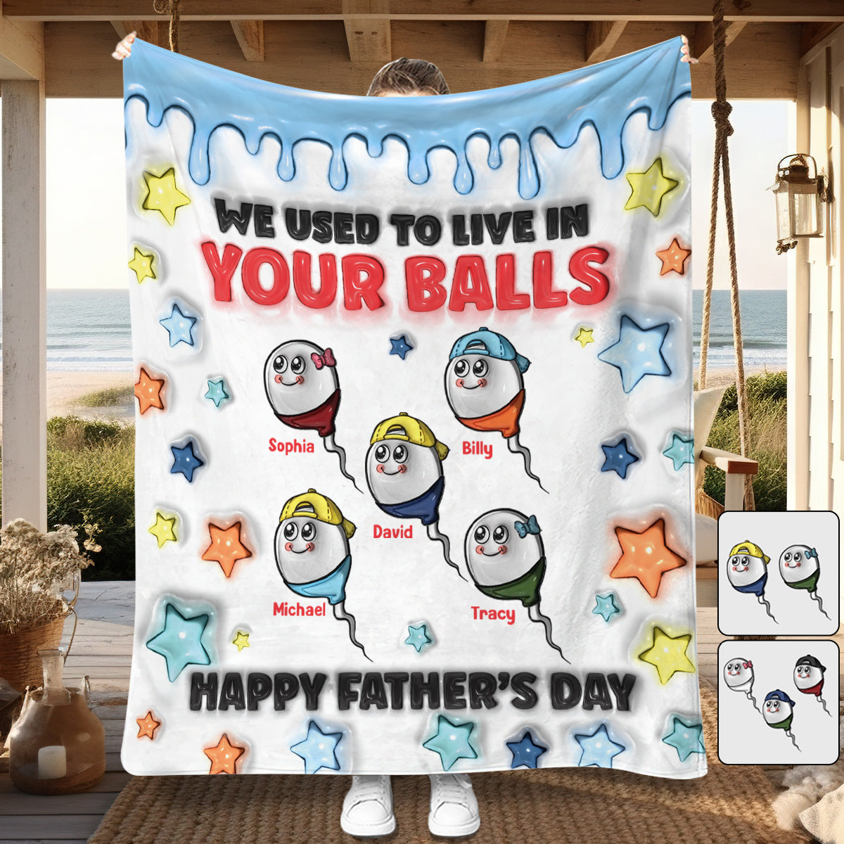 We Used To Live In Your Balls - Personalized Father Blanket