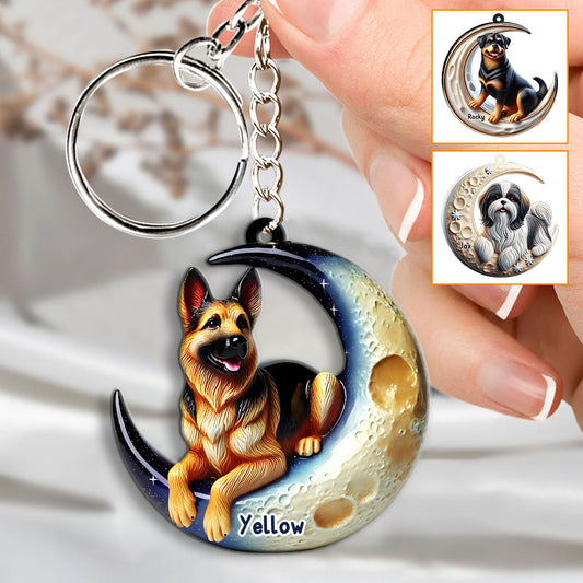 I Love My Dog - Personalized Dog Keychain