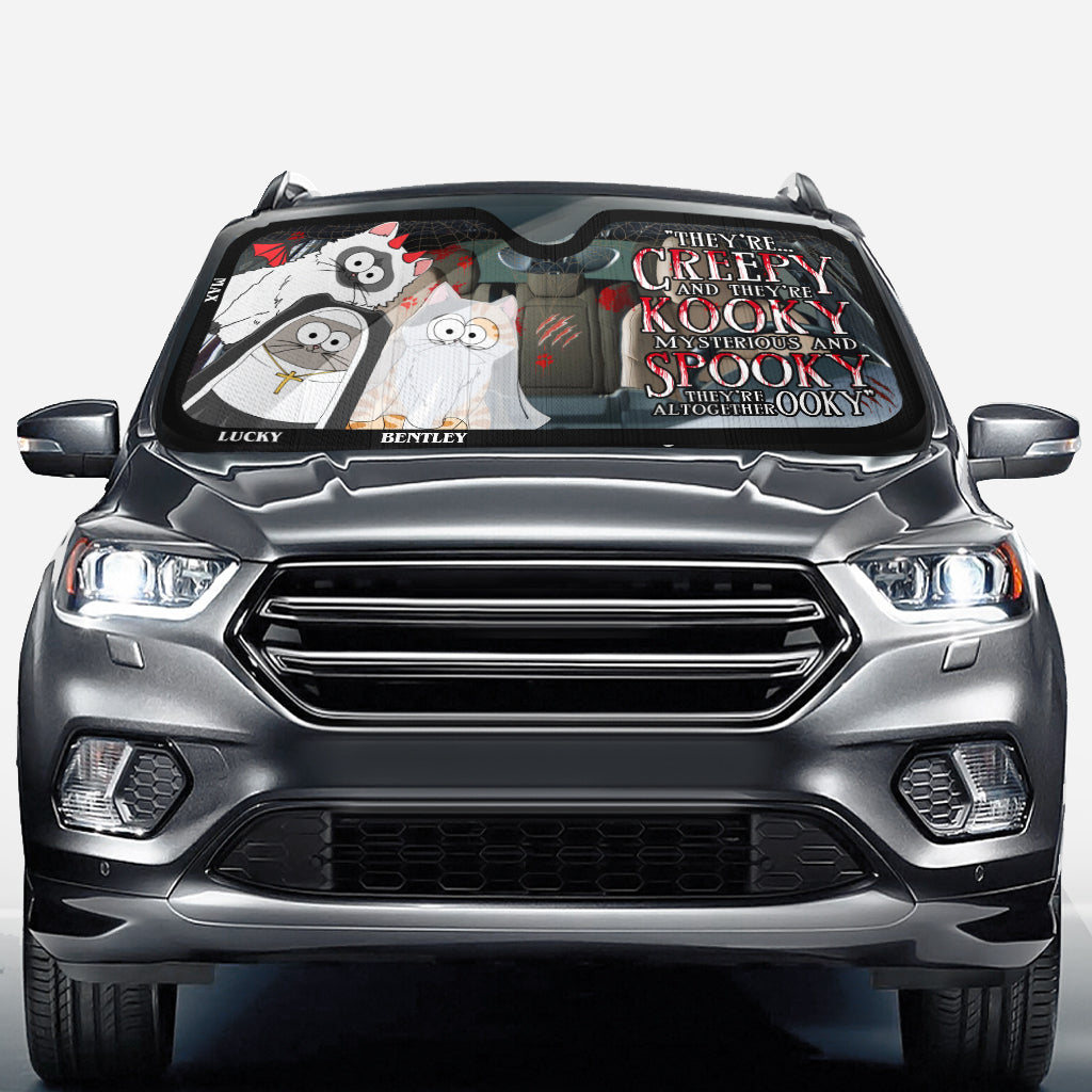 They're Creepy and They're Kooky - Personalized Cat Car Sunshade