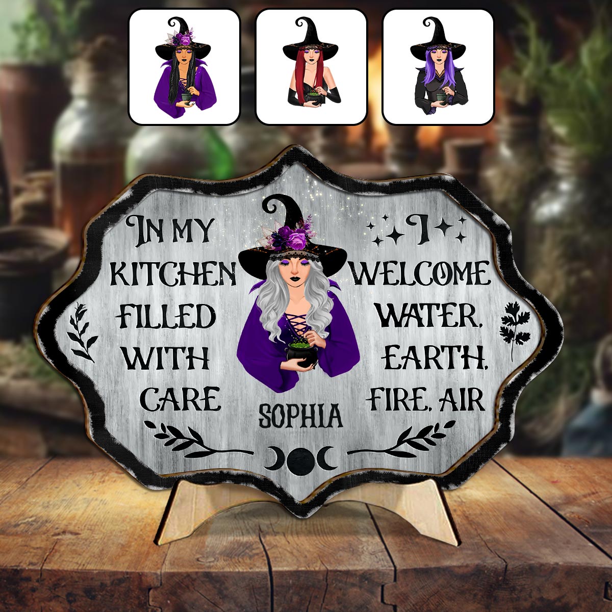 Witch's Kitchen - Personalized Witch 2 Layered Wood Sign / Wood Plaque