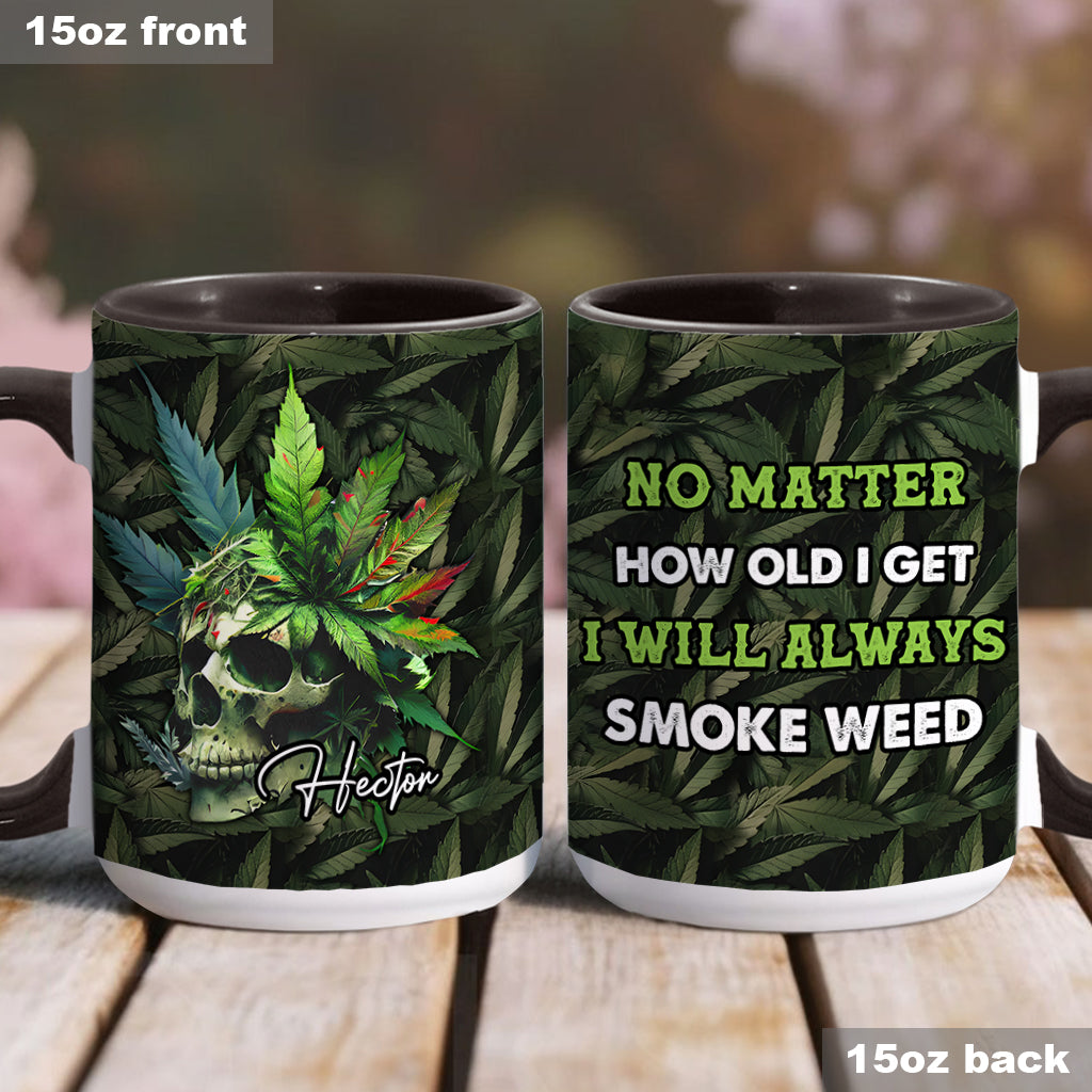 Skull Green Leaf - Personalized Weed Accent Mug
