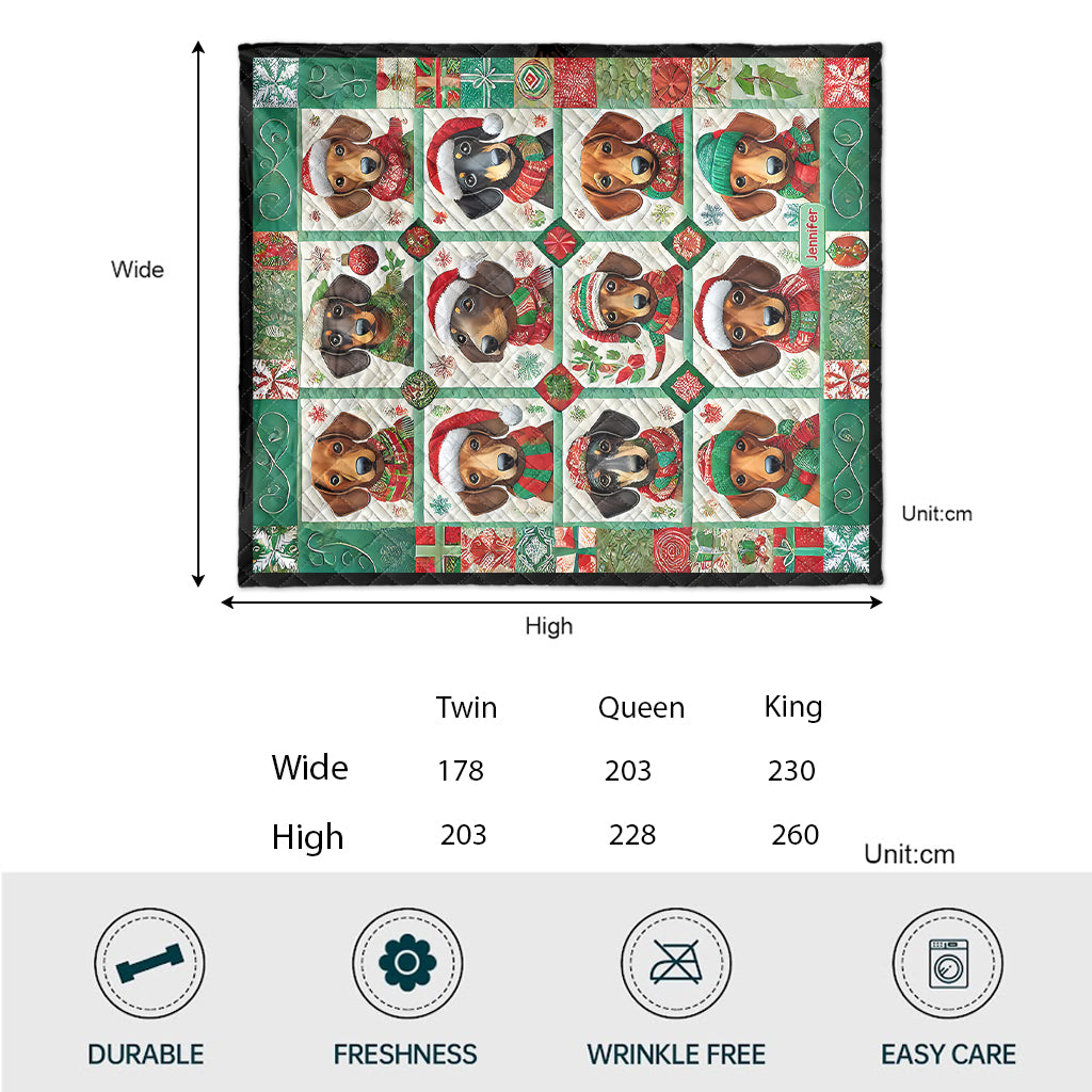 Wunderschöne Dackel-Weihnachtsdecke – personalisierte Dackeldecke