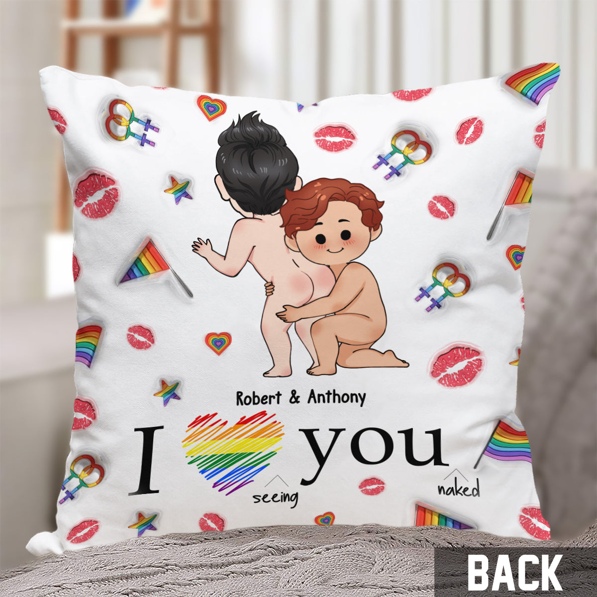 Je t'aime - Coussin décoratif personnalisé de soutien LGBT