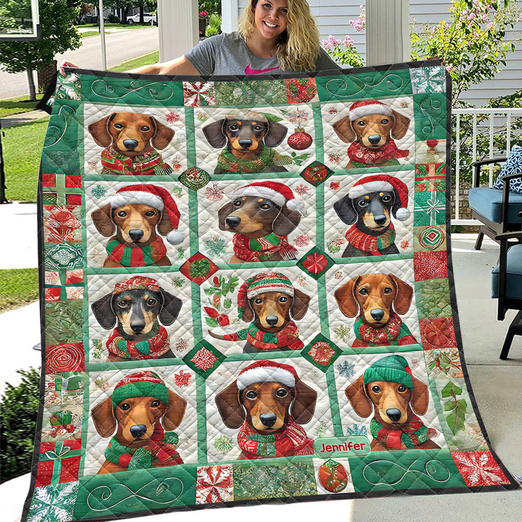 Wunderschöne Dackel-Weihnachtsdecke – personalisierte Dackeldecke