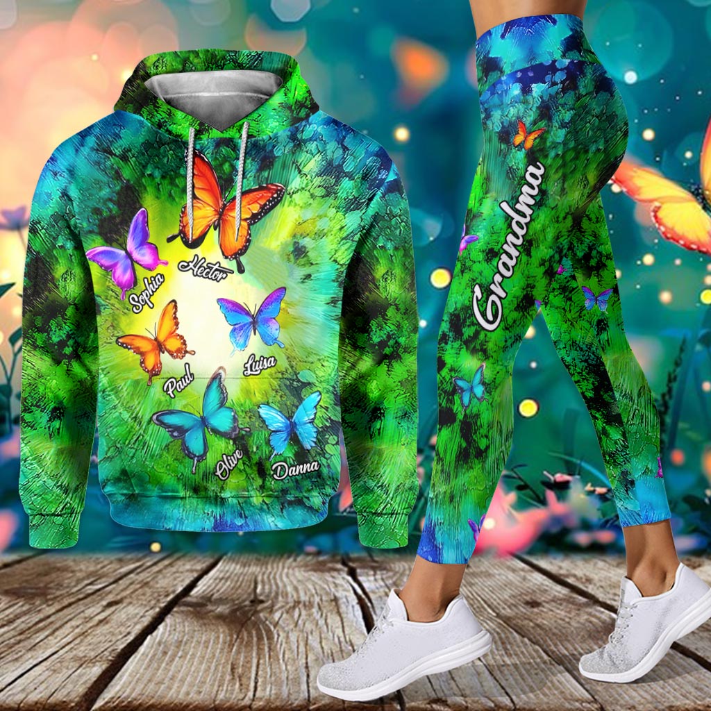 Liebe Oma sein – Wunderschöne Schmetterlinge – Personalisierter Oma-Hoodie und Leggings