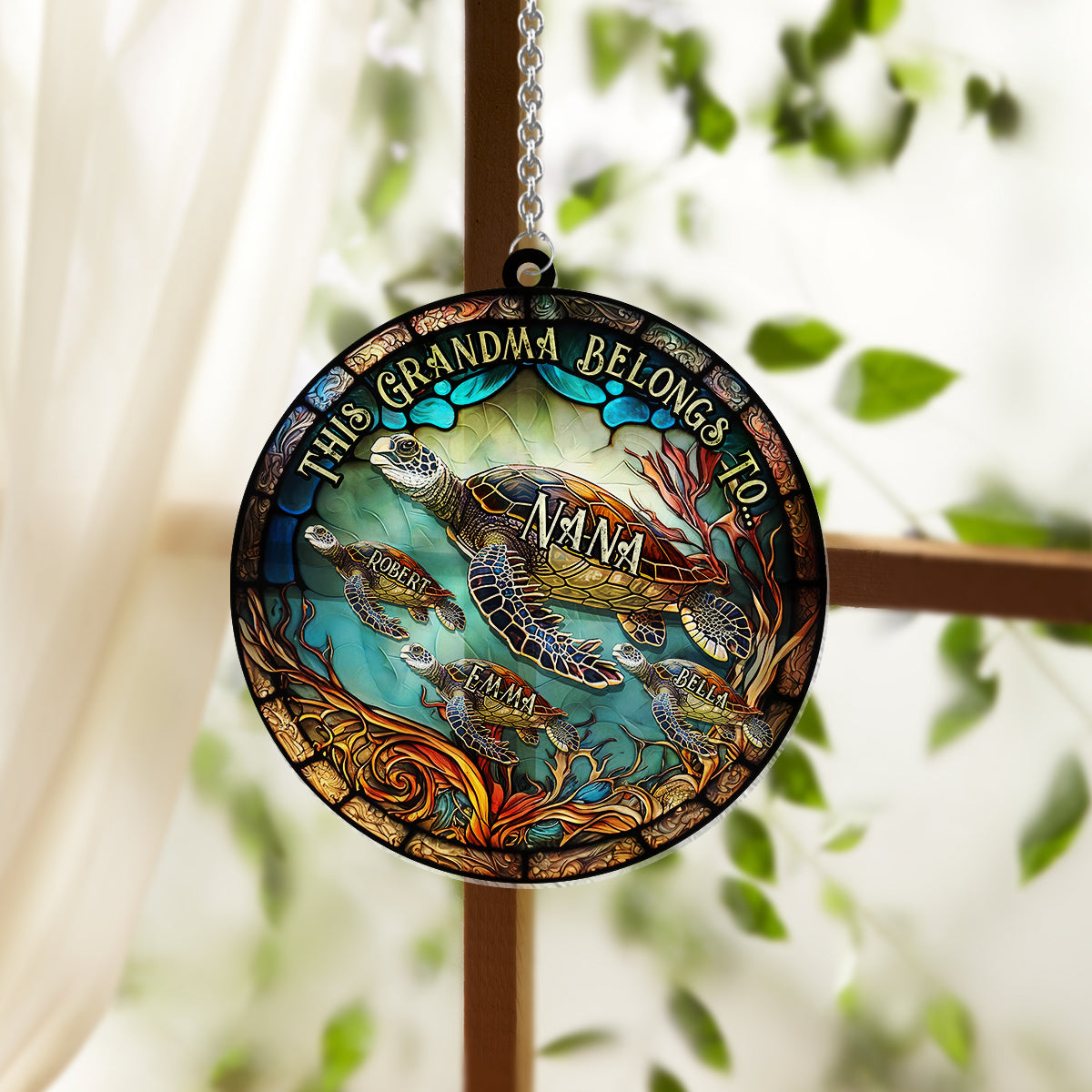 This Grandma Belongs To - Personalized Grandma Window Hanging Suncatcher Ornament