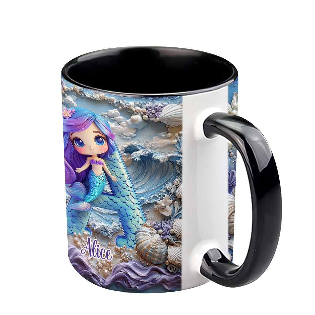 Beautiful Mermaid Letter - Personalized Kid Accent Mug