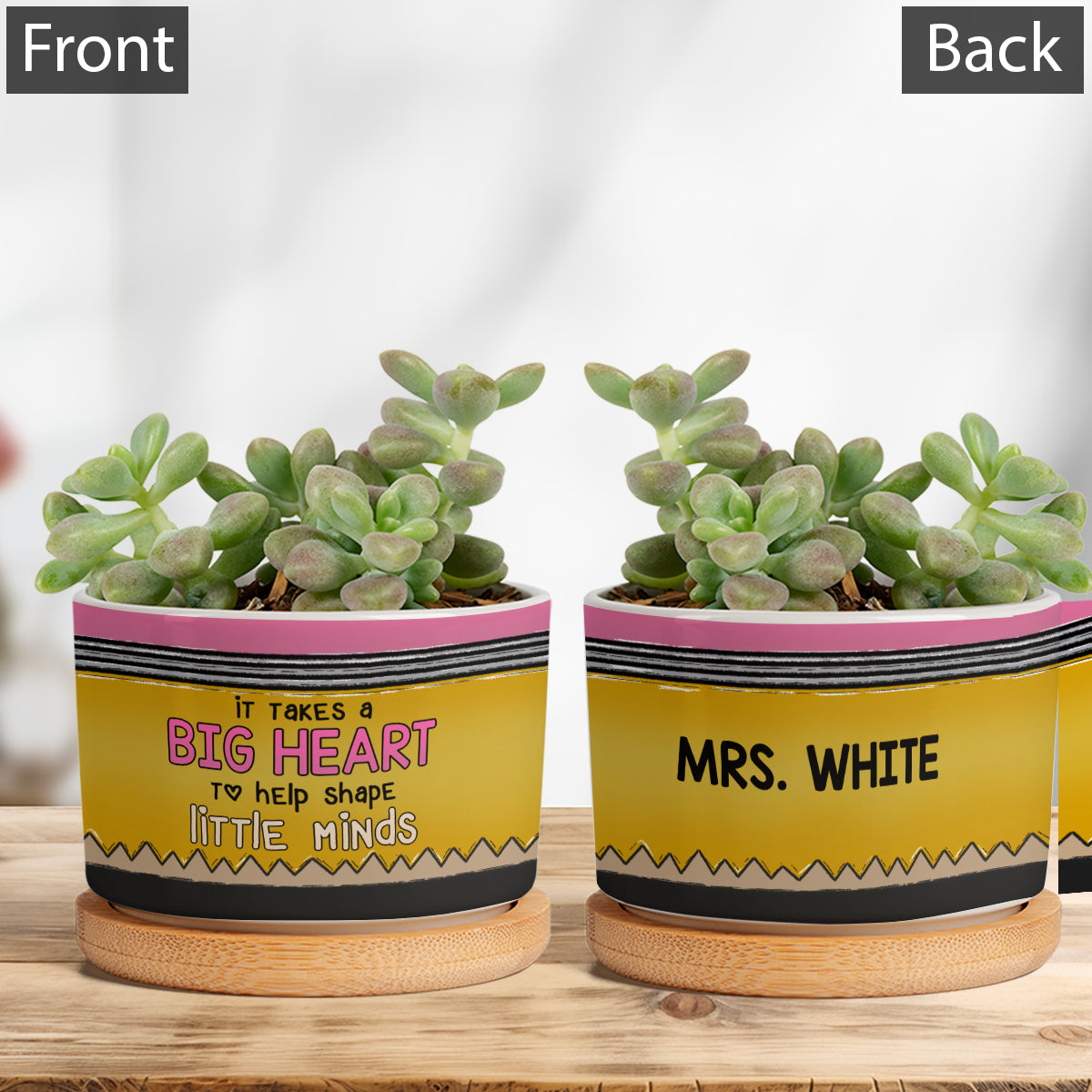 Il faut un grand cœur pour contribuer à façonner les petits esprits - Crayon personnalisé pour enseignants - Pot de fleurs en céramique