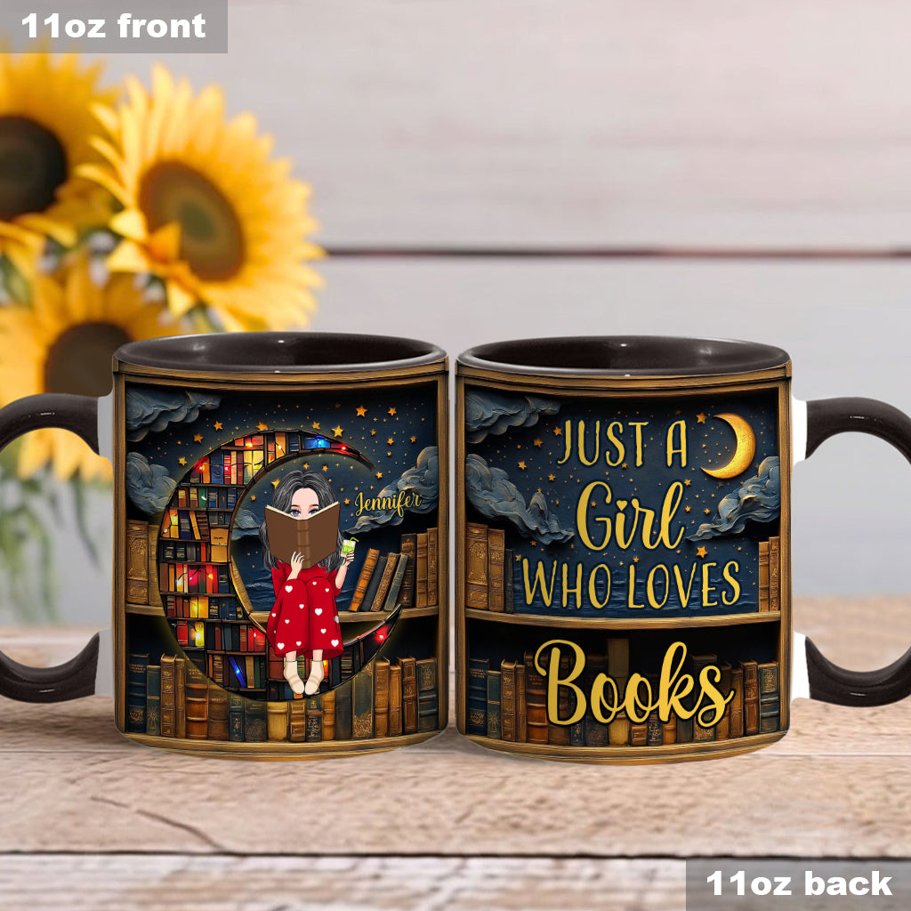 Just A Girl Who Loves Books - Personalized Book Accent Mug