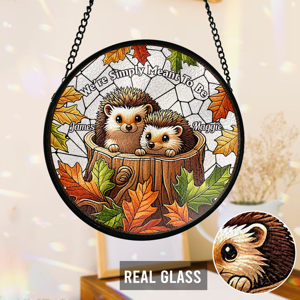 We're Simply Meant To Be - Personalized Couple Stained Glass Suncatcher