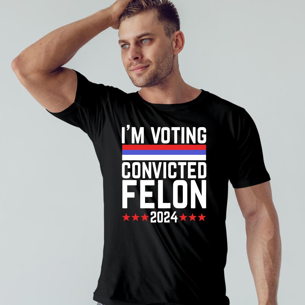 T-shirt « Je vote criminel condamné 2024 », T-shirt politique humoristique, T-shirt année électorale, T-shirt graphique sarcastique, T-shirt à message humoristique