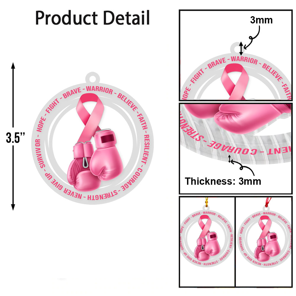 Hope Fight Brave - Breast Cancer Awareness Transparent Ornament