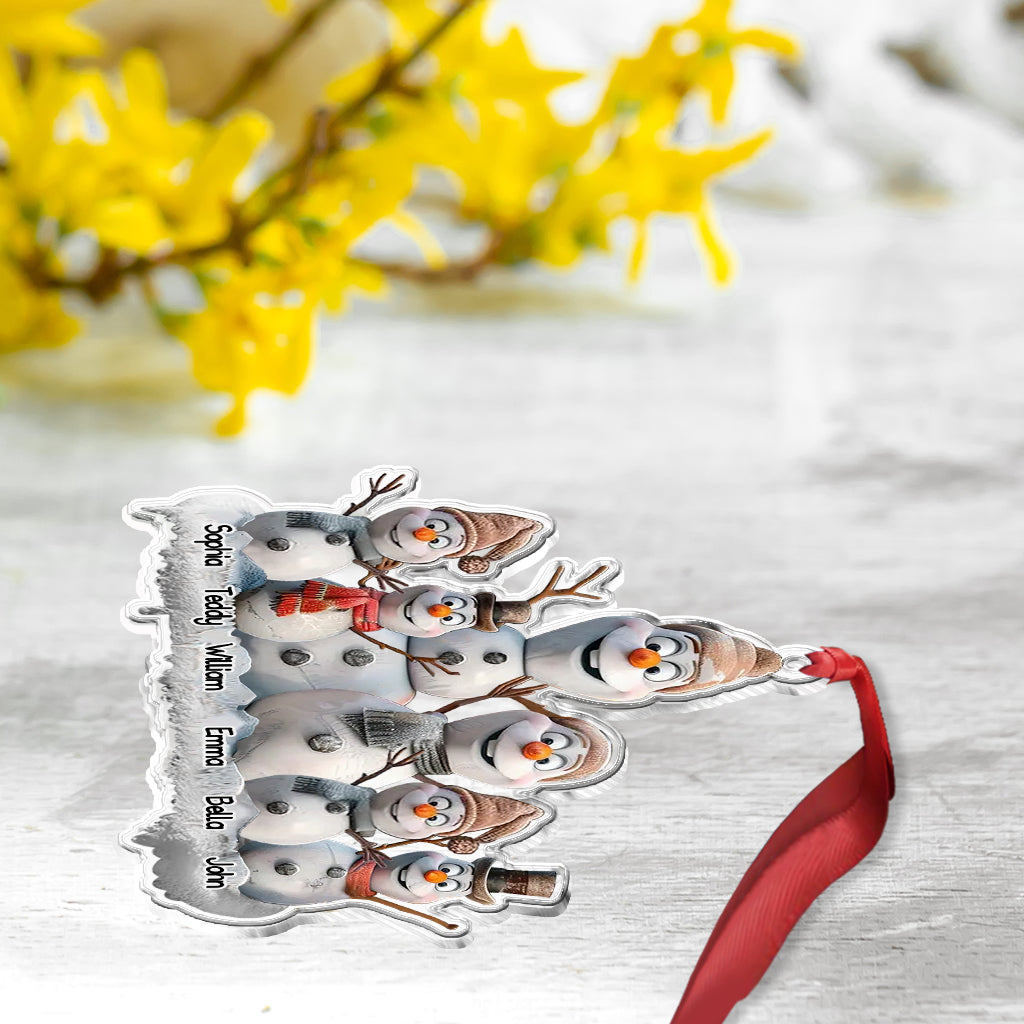 Snowman Family - Personalized Family Custom Shaped Ornament