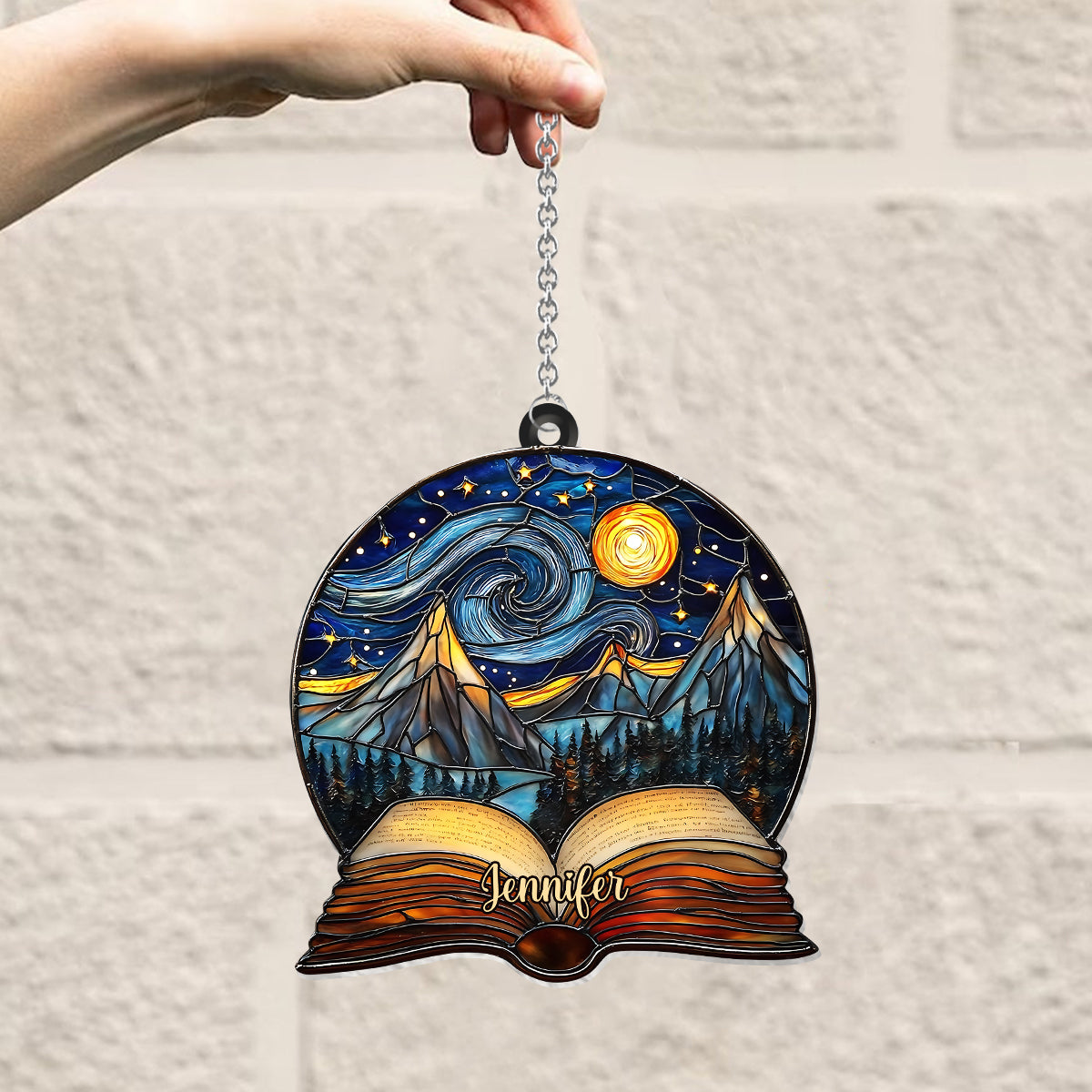 Night Court Reading - Personalized Book Window Hanging Suncatcher Ornament