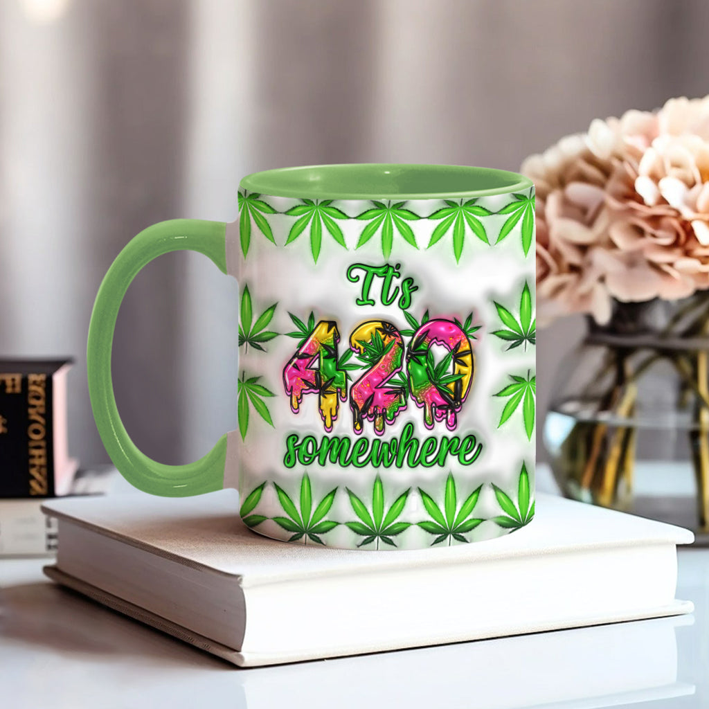 Irgendwo ist 420 – Personalisierte Tasse mit Cannabis-Motiv