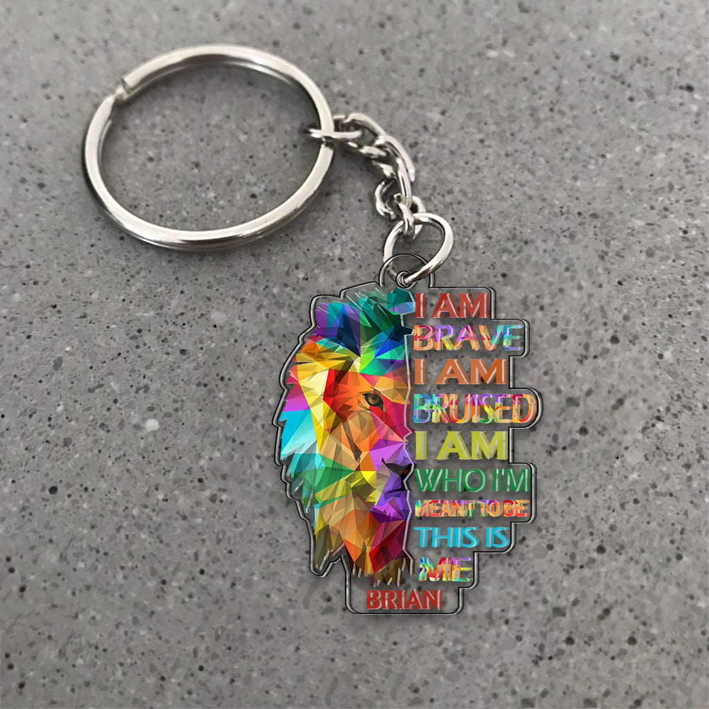 I Am Brave Bruised This Is Me Lion Pride - Personalized LGBT Support Custom Shaped Keychain