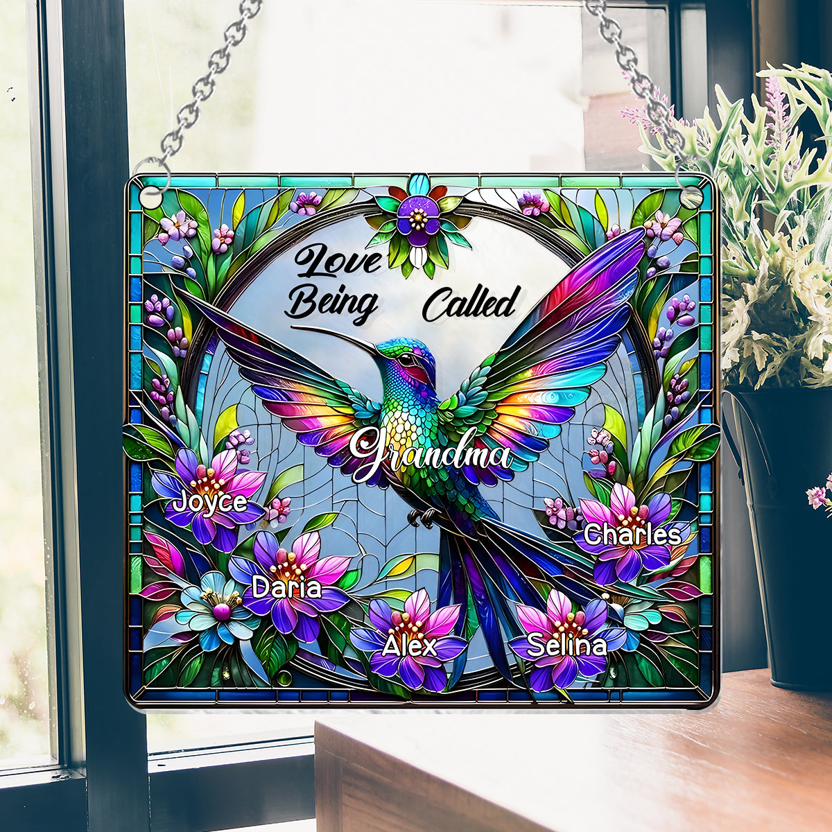 J'adore être appelée Mamie Colibri - Attrape-soleil personnalisé à suspendre à la fenêtre « Mamie » 