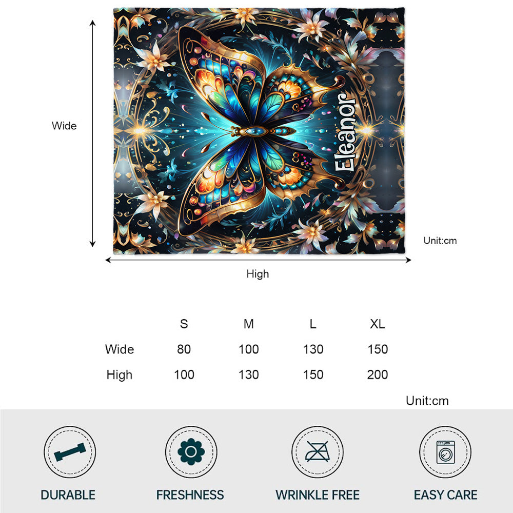 Stunning Gold Butterfly - Personalized Butterfly Blanket
