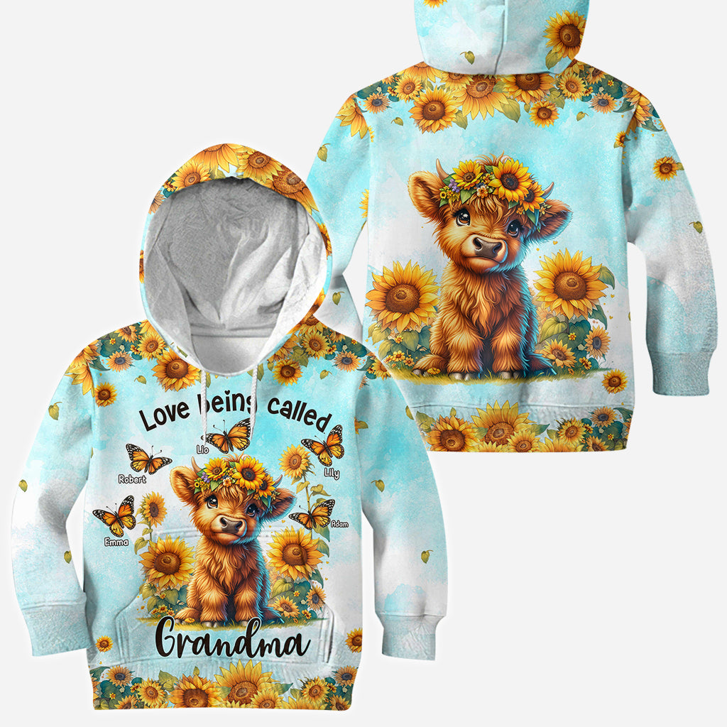 Love Being Called Grandma Highland Cow Sunflower - Personalized All Over Shirt