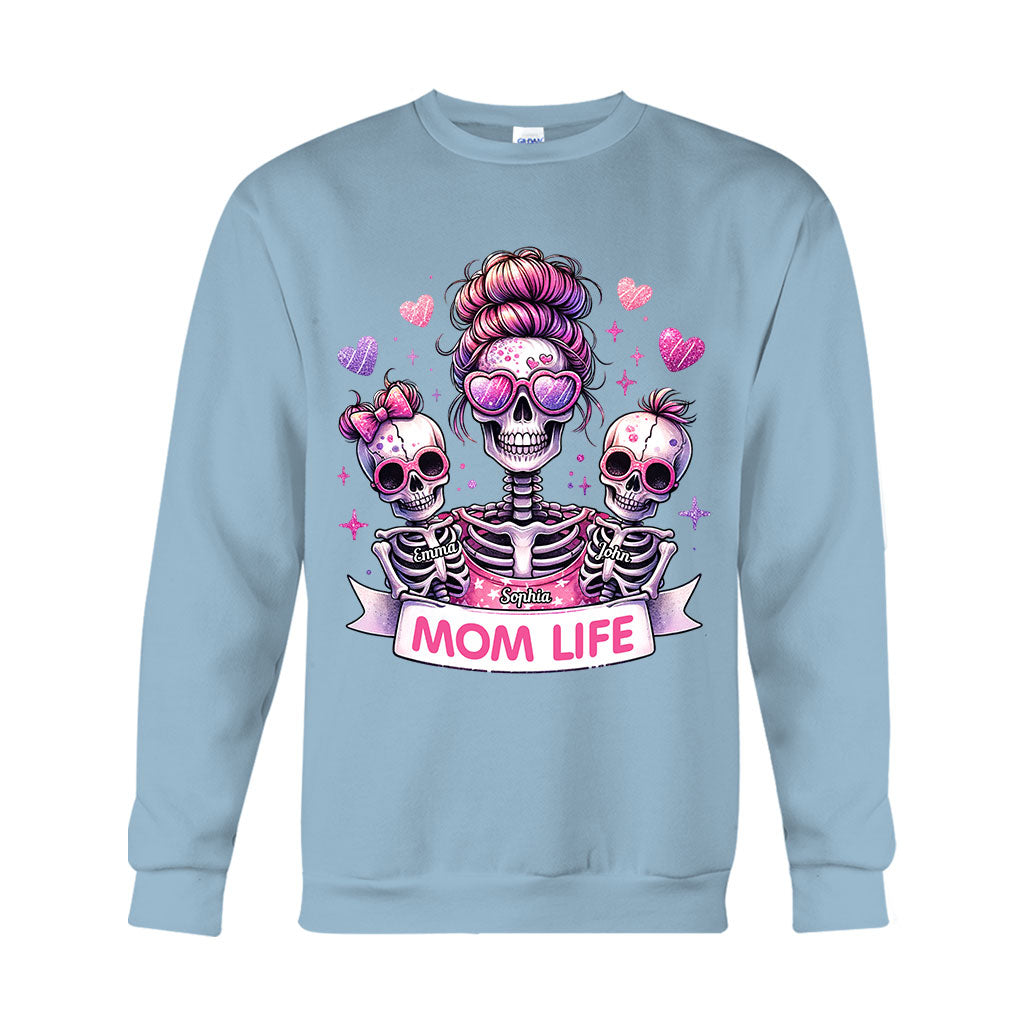 Mama-Leben – Personalisiertes Totenkopf-T-Shirt und Hoodie