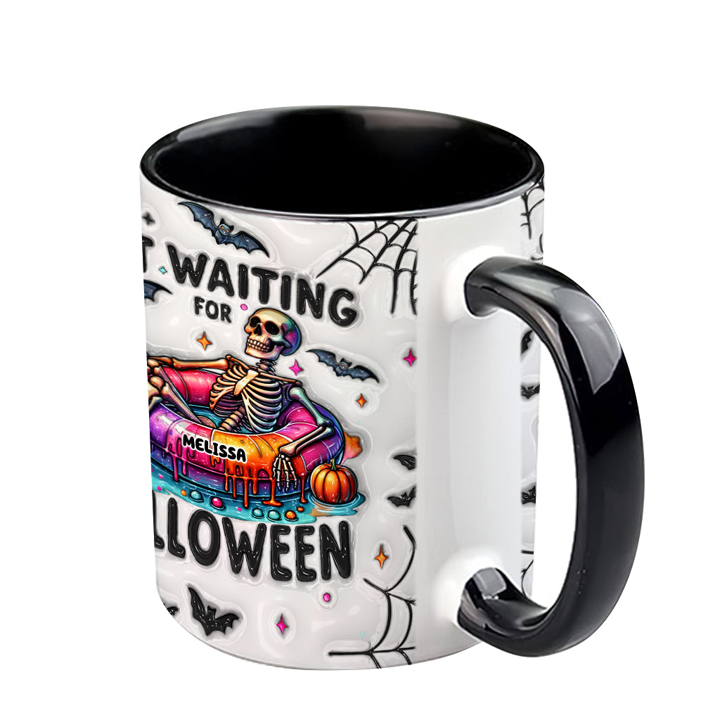 Just Waiting for Halloween - Personalized Skull Accent Mug