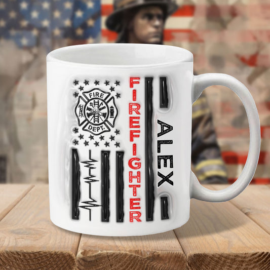 Feuerwehr-Tasse zum patriotischen 4. Juli – Personalisierte Feuerwehr-Tasse