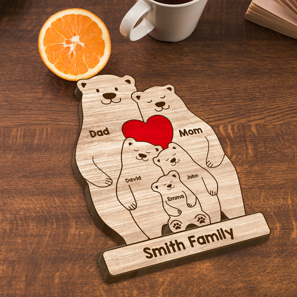 Bear Family - Personalized Family Shaped Wooden Puzzle