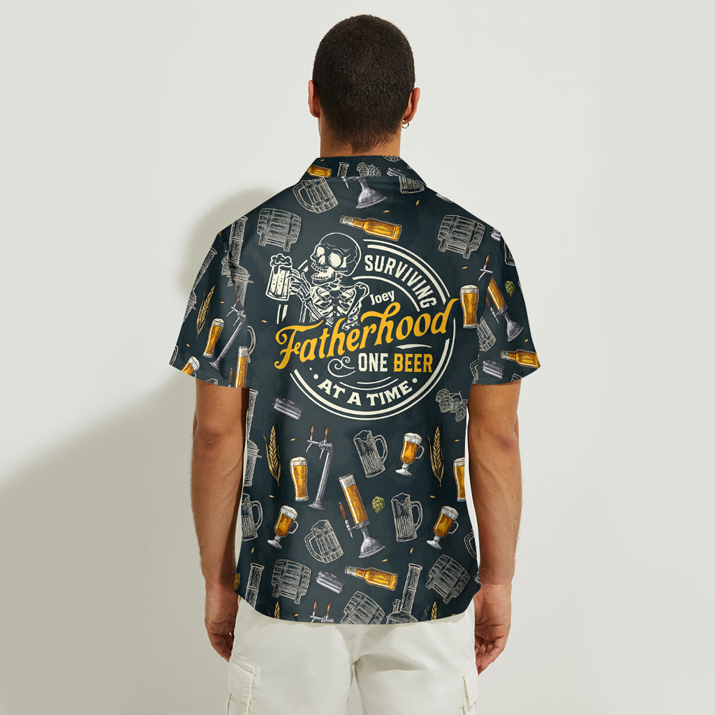 Surviving Fatherhood One Beer At A Time - Personalized Father Hawaiian Shirt