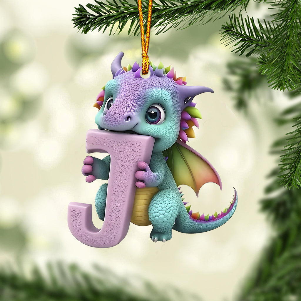 Cute Dragon Letter Ornament - Personalized Dragon Ornament