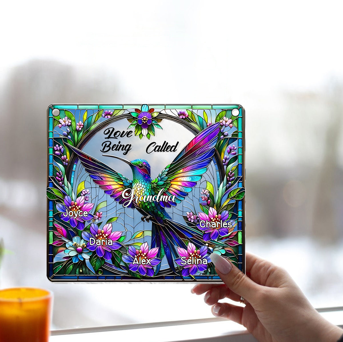 J'adore être appelée Mamie Colibri - Attrape-soleil personnalisé à suspendre à la fenêtre « Mamie » 
