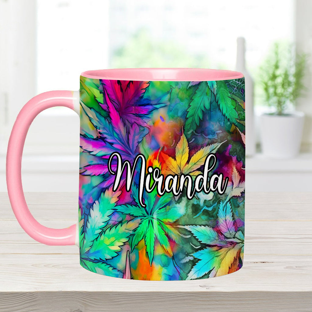 Psychedelic Marijuana Leaf - Personalized Weed Accent Mug